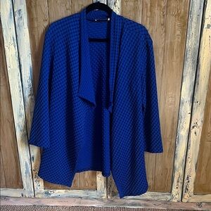 Blue Houndstooth Open Cardigan
